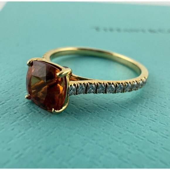 Tiffany & Co. Legacy Spessartine Diamond 18k Yellow Gold Cocktail Ring Size 6 - Picture 4 of 9